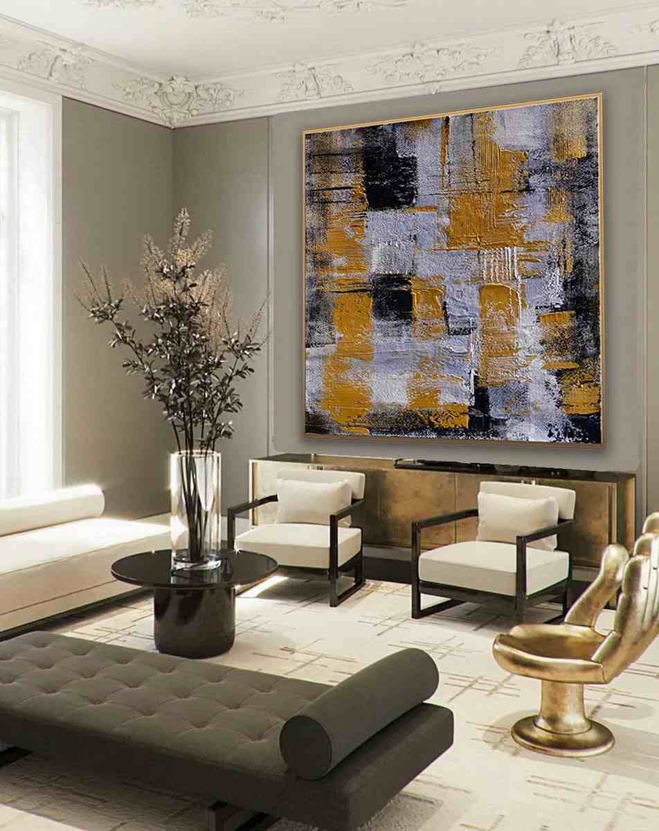 Leaf Original Grey Contemporary Abstract Canvas Artwork 1EAQD
